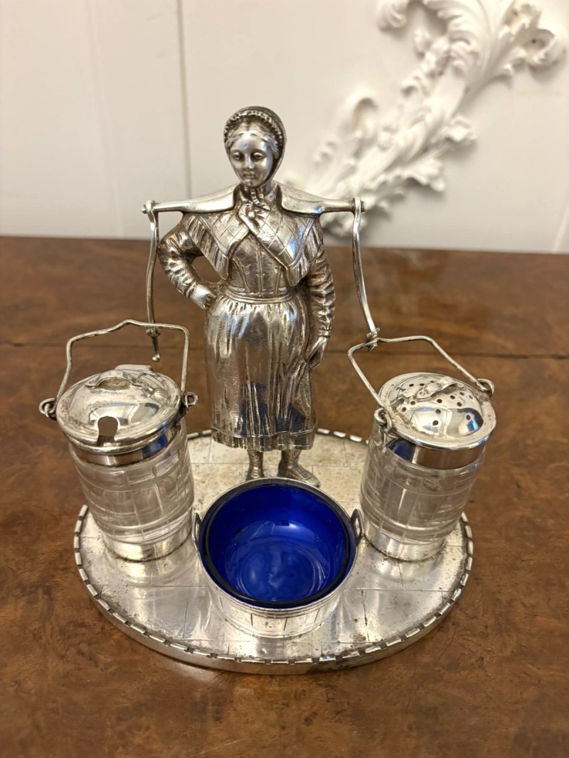 Unusual Antique Edwardian Quality Silver Plated Cruet Set - Image 2